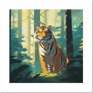 Beautiful siberian tiger in the jungle Posters and Art